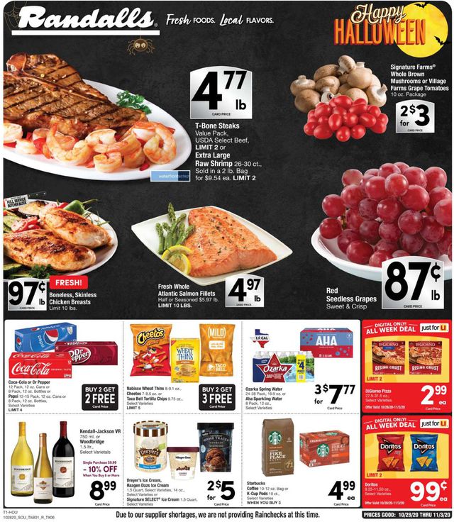 Randalls Ad from 10/28/2020