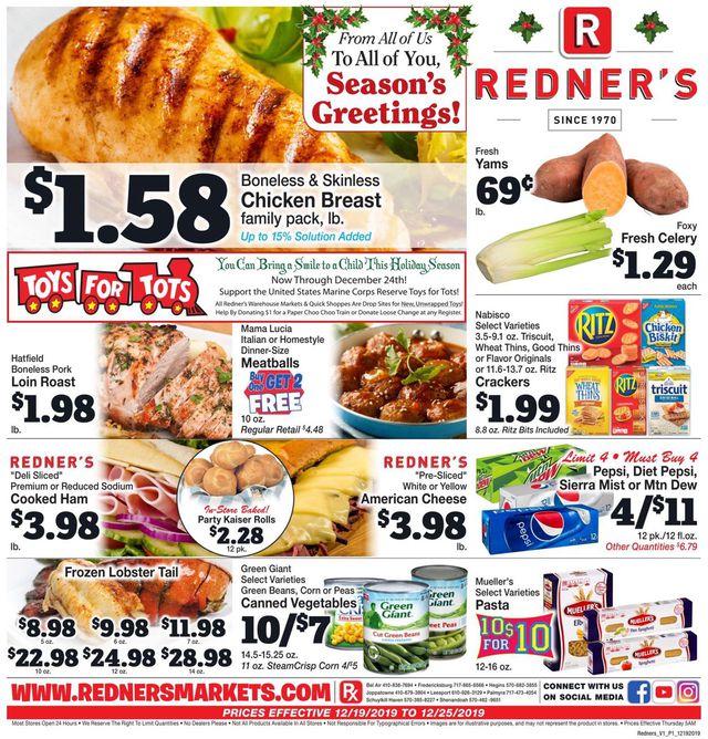 Redner’s Warehouse Market Ad from 12/19/2019