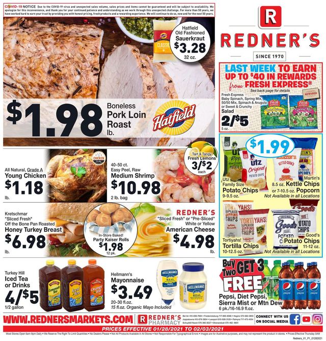 Redner’s Warehouse Market Ad from 01/28/2021