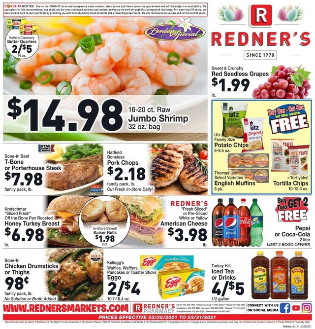Redner’s Warehouse Market Ad from 03/25/2021