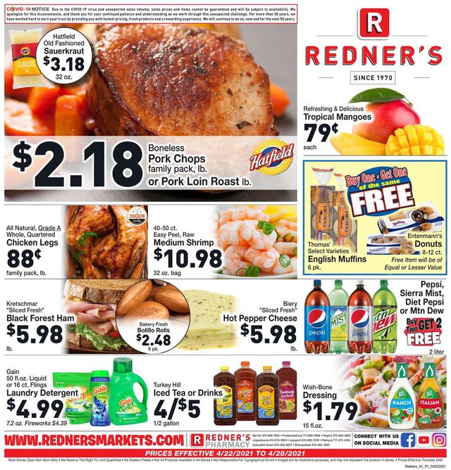 Redner’s Warehouse Market Ad from 04/22/2021