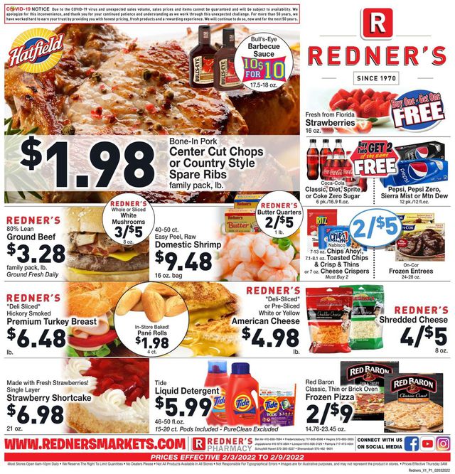 Redner’s Warehouse Market Ad from 02/03/2022