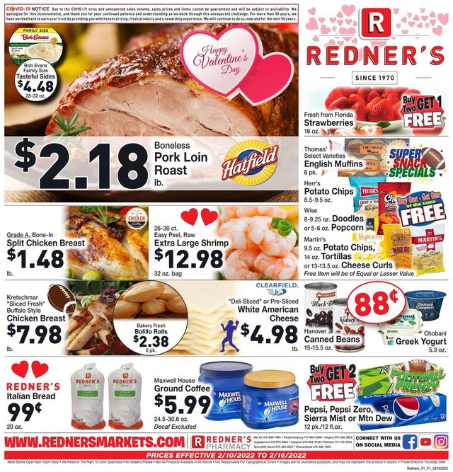 Redner’s Warehouse Market Ad from 02/10/2022