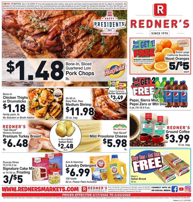 Redner’s Warehouse Market Ad from 02/17/2022