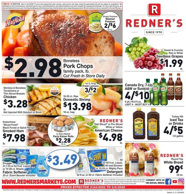 Redner’s Warehouse Market Ad from 02/24/2022