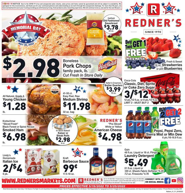 Redner’s Warehouse Market Ad from 05/19/2022