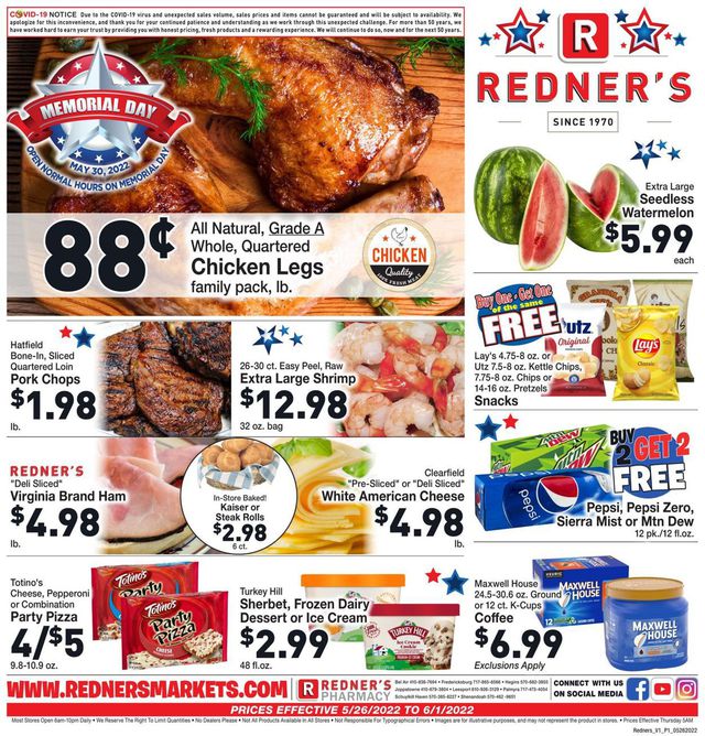 Redner’s Warehouse Market Ad from 05/26/2022