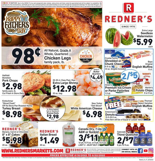 Redner’s Warehouse Market Ad from 06/16/2022