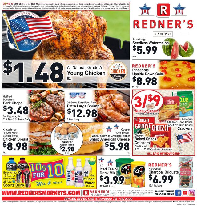 Redner’s Warehouse Market Ad from 06/30/2022