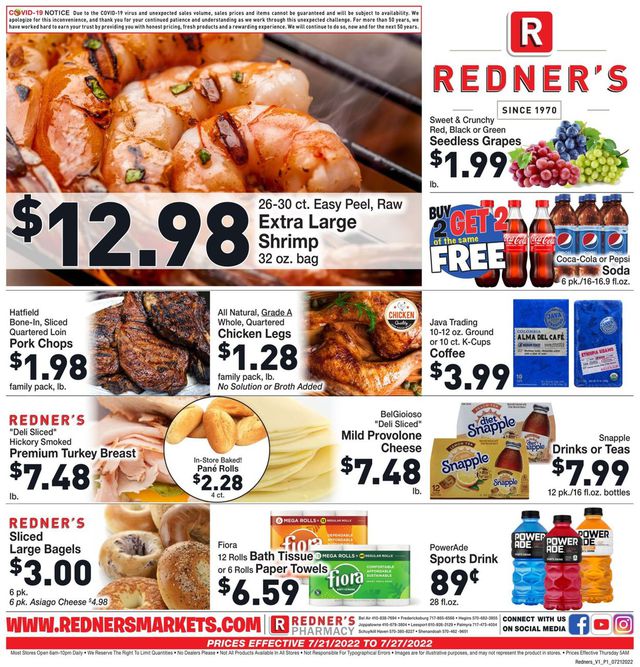Redner’s Warehouse Market Ad from 07/21/2022