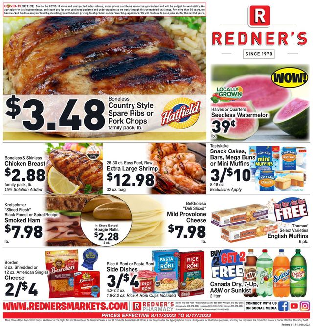 Redner’s Warehouse Market Ad from 08/11/2022