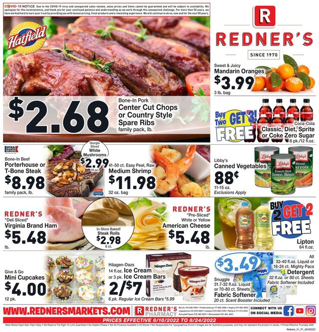 Redner’s Warehouse Market Ad from 08/18/2022