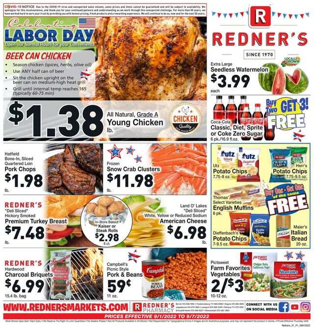 Redner’s Warehouse Market Ad from 09/01/2022