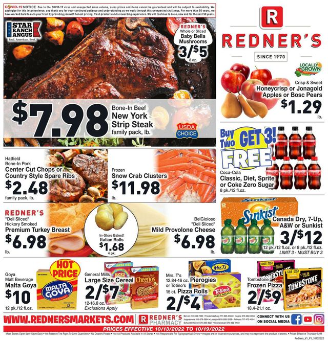 Redner’s Warehouse Market Ad from 10/13/2022