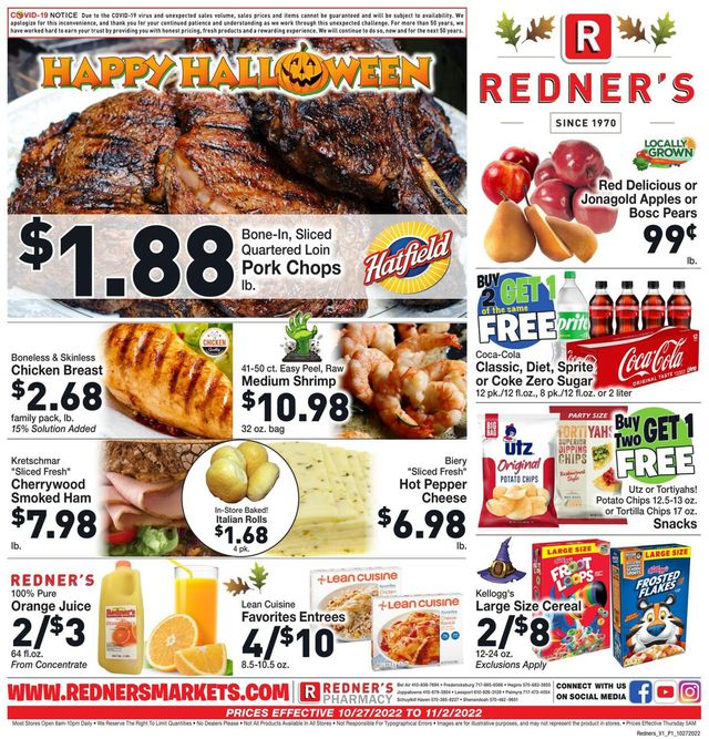 Redner’s Warehouse Market Ad from 10/27/2022