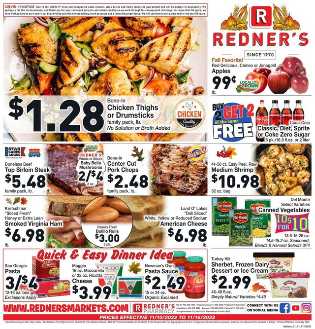 Redner’s Warehouse Market Ad from 11/10/2022