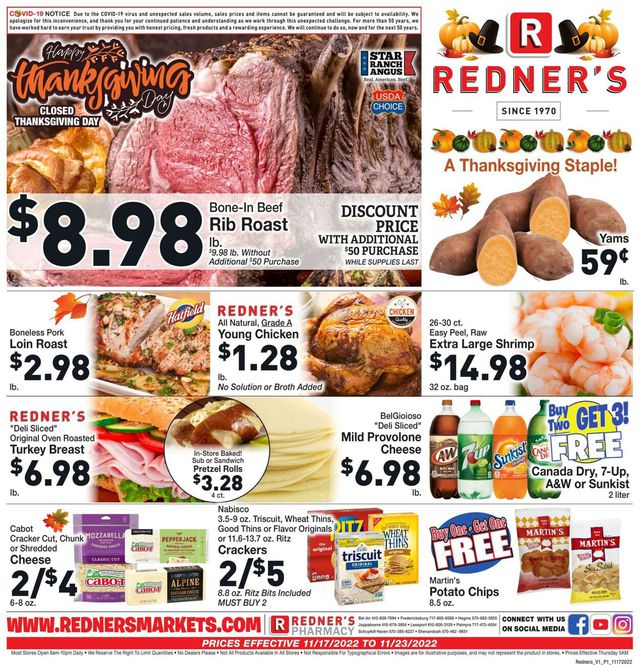 Redner’s Warehouse Market Ad from 11/17/2022