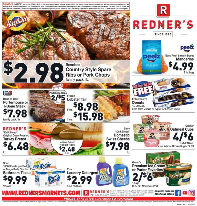 Redner’s Warehouse Market Ad from 12/01/2022