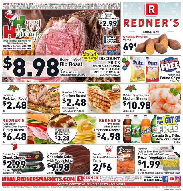 Redner’s Warehouse Market Ad from 12/15/2022
