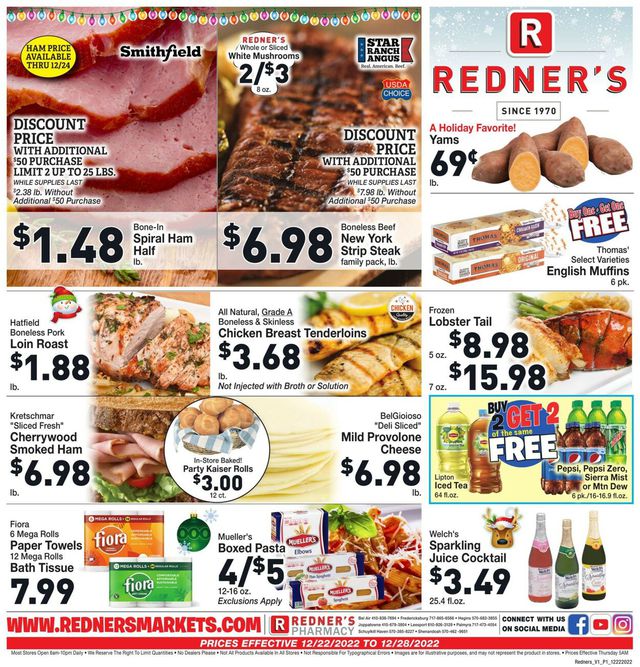 Redner’s Warehouse Market Ad from 12/22/2022