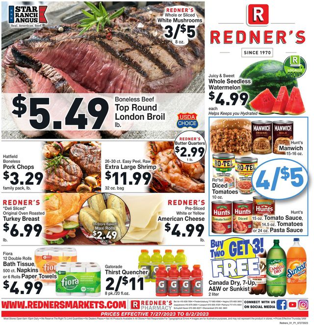 Redner’s Warehouse Market Ad from 07/27/2023