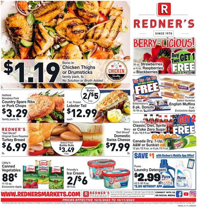 Redner’s Warehouse Market Ad from 10/05/2023
