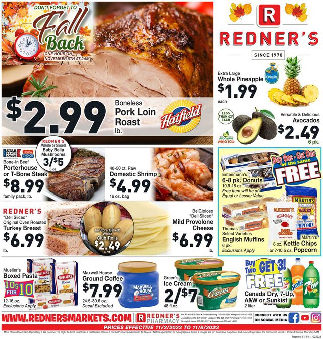 Redner’s Warehouse Market Ad from 11/02/2023