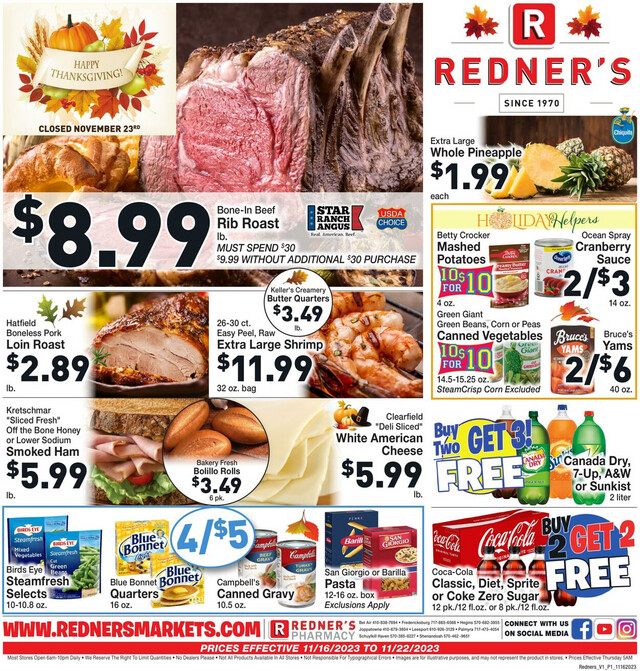 Redner’s Warehouse Market Ad from 11/16/2023