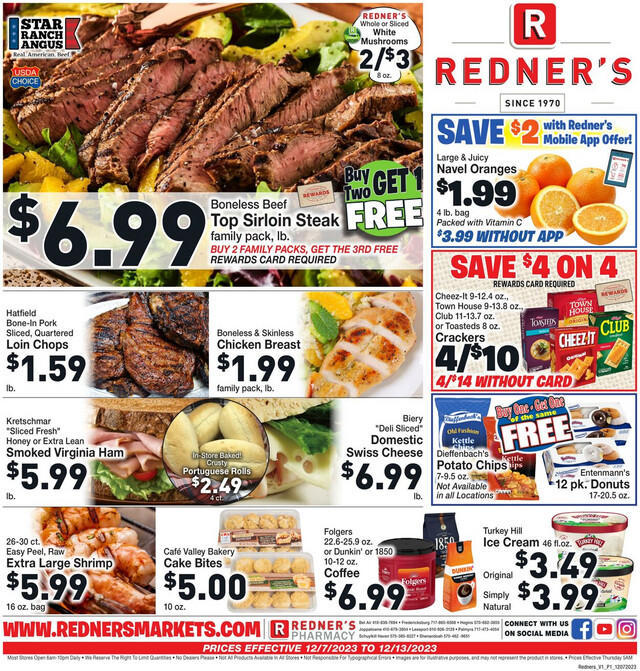 Redner’s Warehouse Market Ad from 12/07/2023