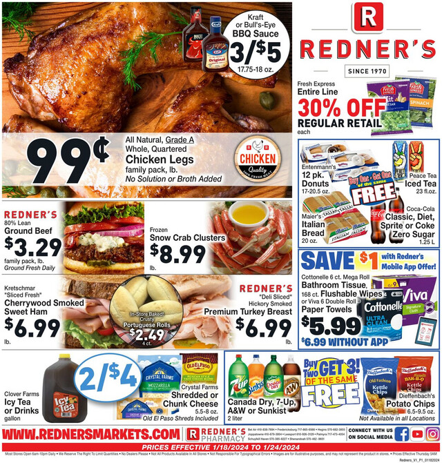 Redner’s Warehouse Market Ad from 01/18/2024