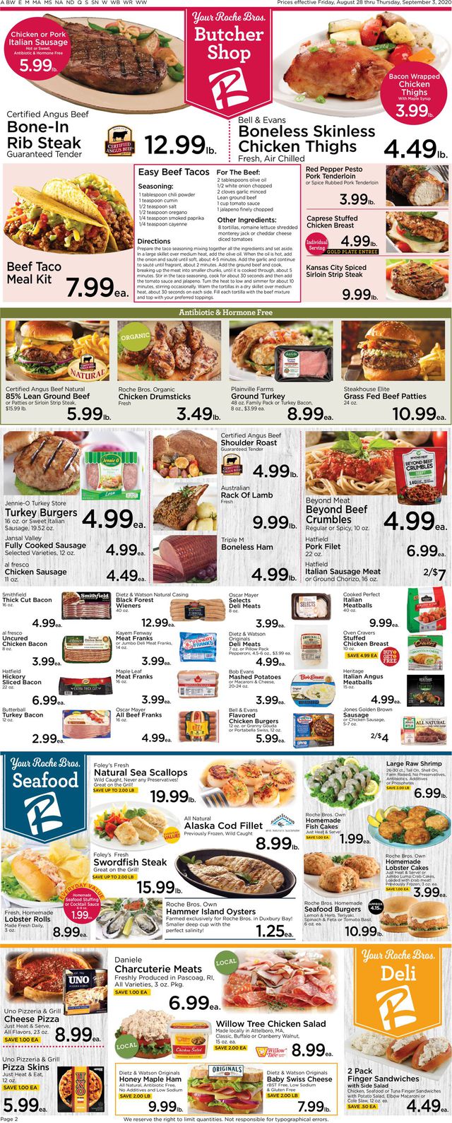 Roche Bros. Supermarkets Ad from 08/28/2020