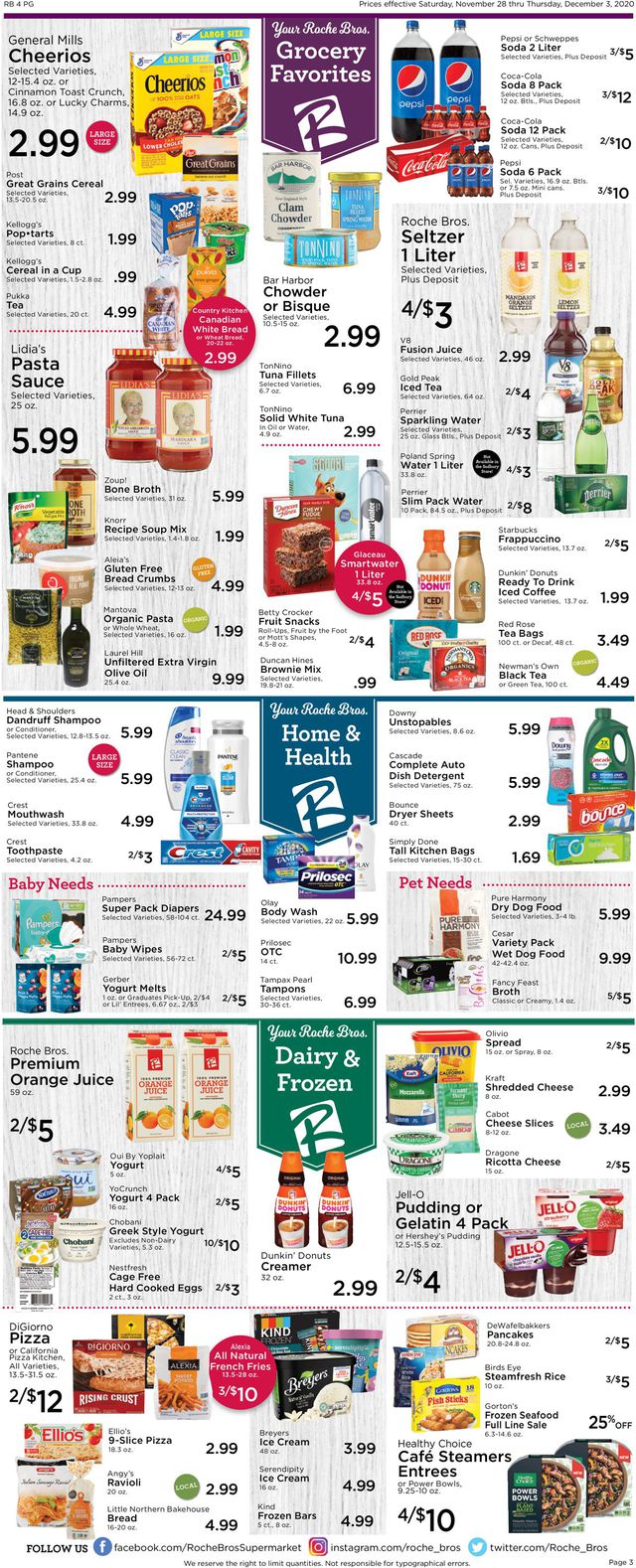 Roche Bros. Supermarkets Ad from 11/28/2020