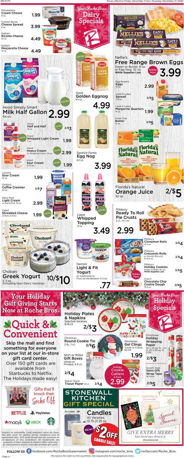 Roche Bros. Supermarkets Ad from 12/11/2020