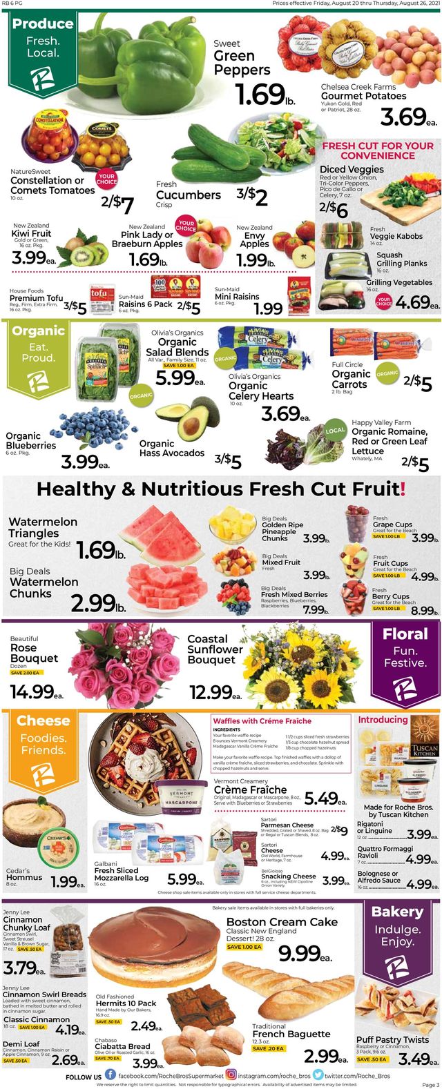 Roche Bros. Supermarkets Ad from 08/20/2021