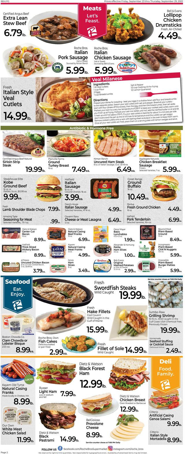 Roche Bros. Supermarkets Ad from 09/23/2022