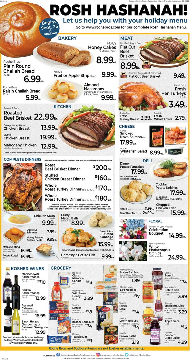 Roche Bros. Supermarkets Ad from 09/23/2022
