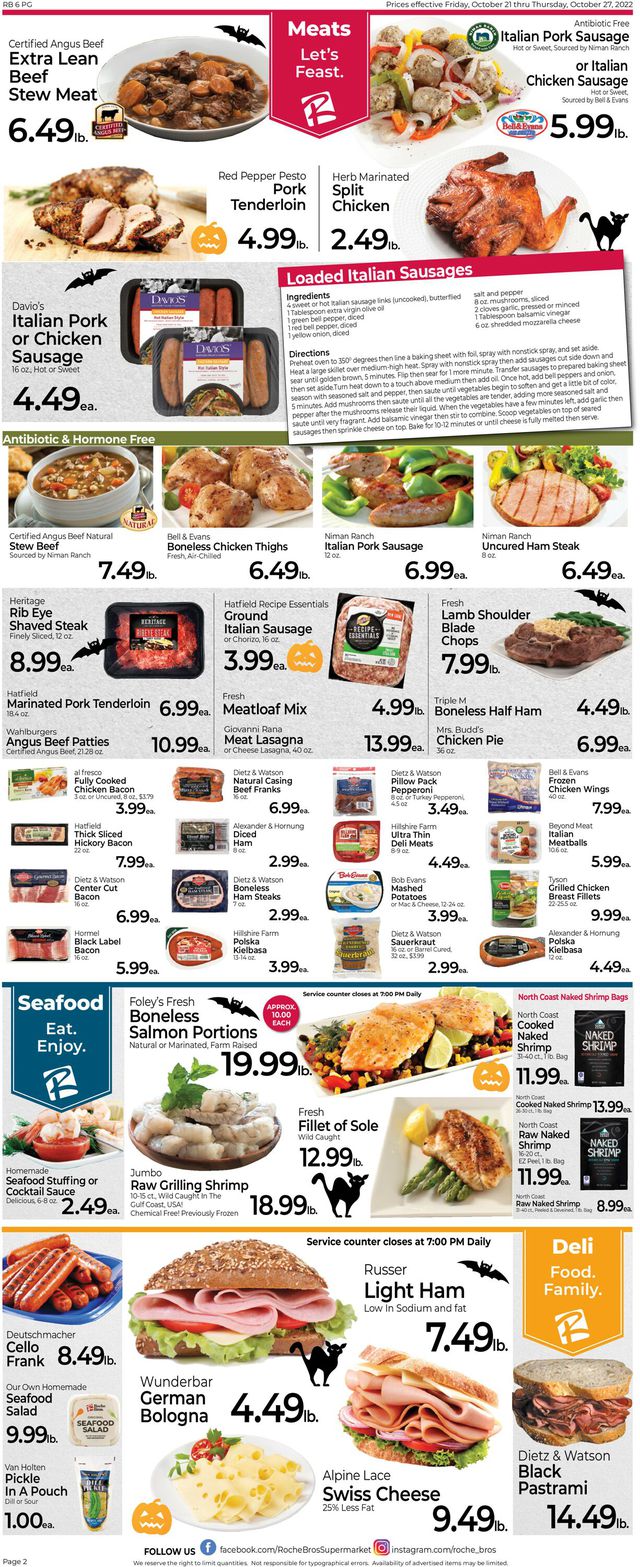 Roche Bros. Supermarkets Ad from 10/21/2022