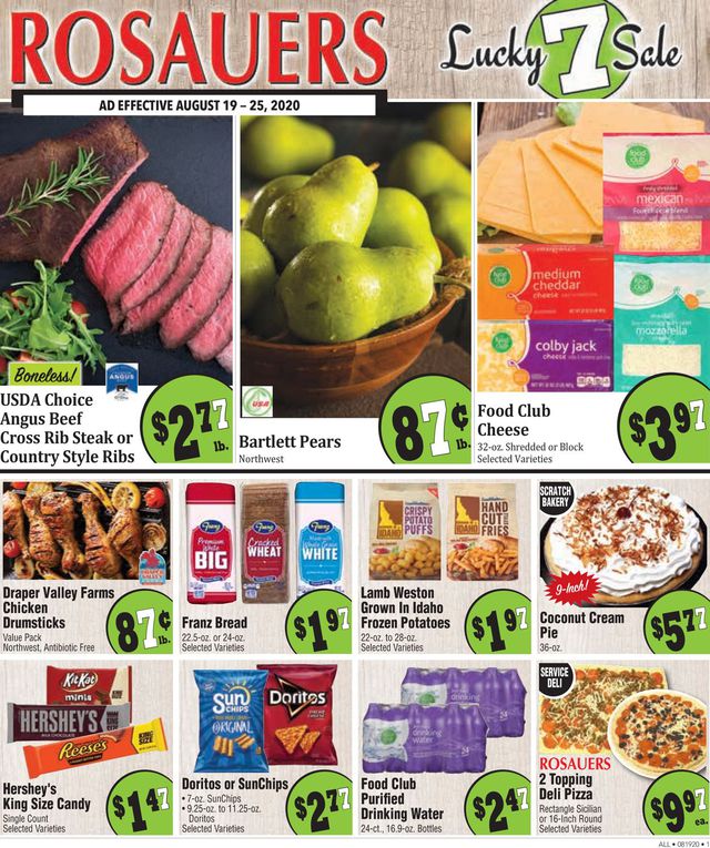 Rosauers Ad from 08/19/2020