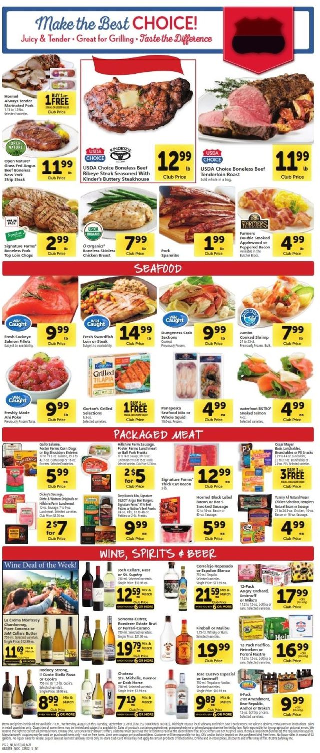 Safeway Ad from 08/28/2019