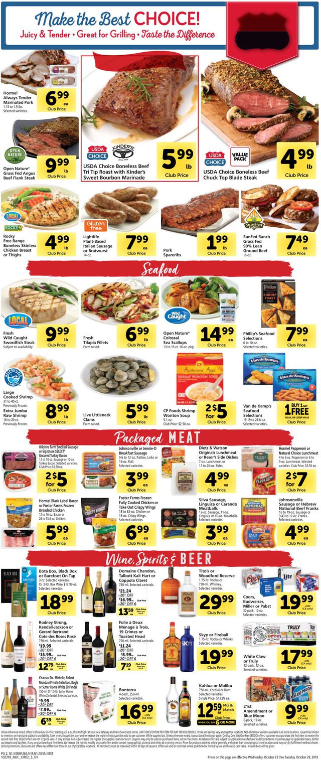 Safeway Ad from 10/23/2019