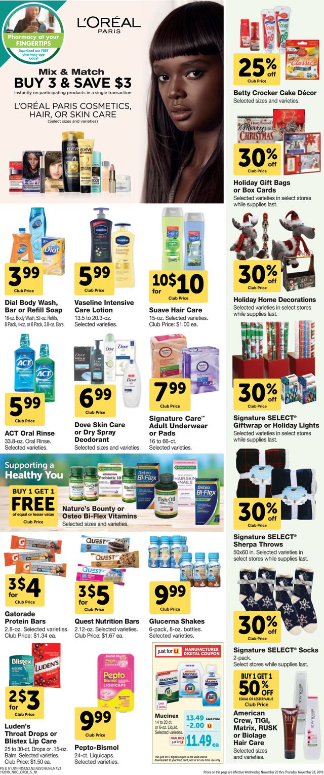 Safeway Ad from 11/20/2019