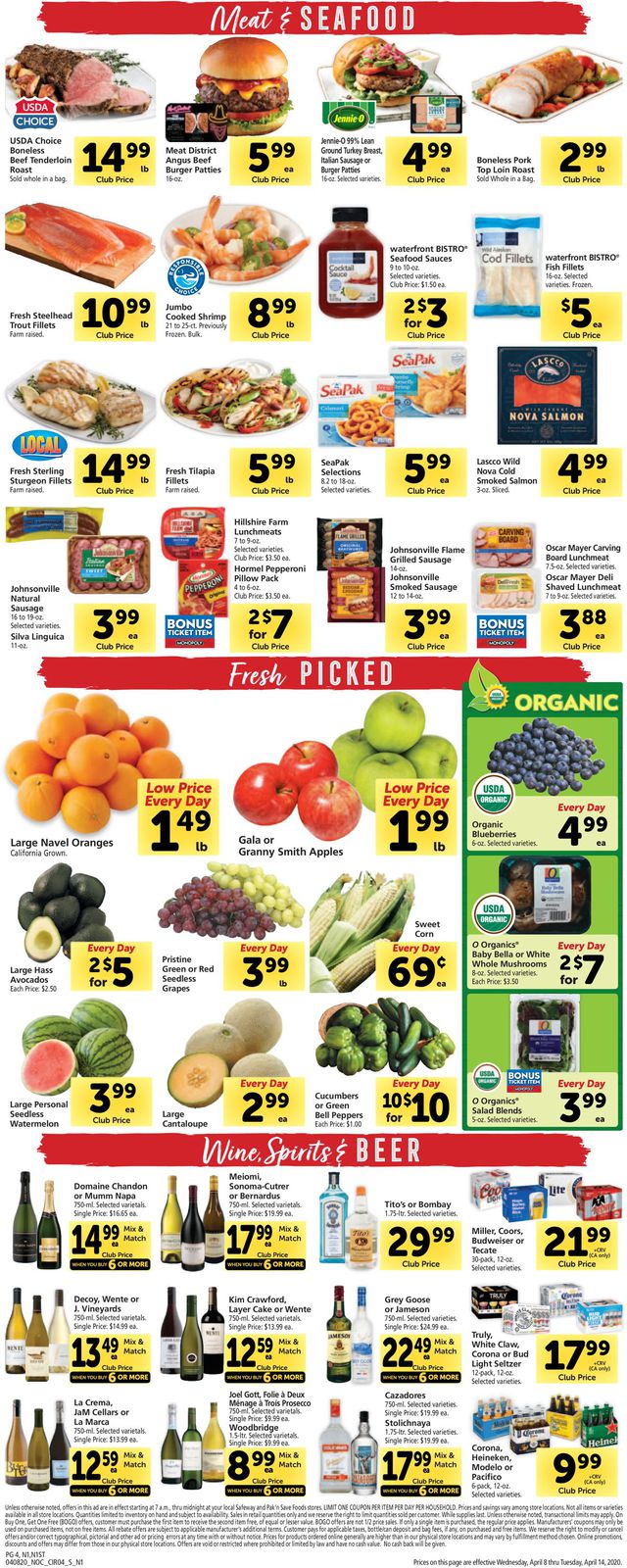 Safeway Ad from 04/08/2020