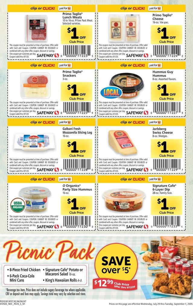 Safeway Ad from 07/29/2020