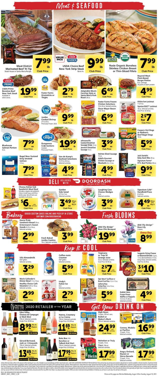Safeway Ad from 08/04/2021