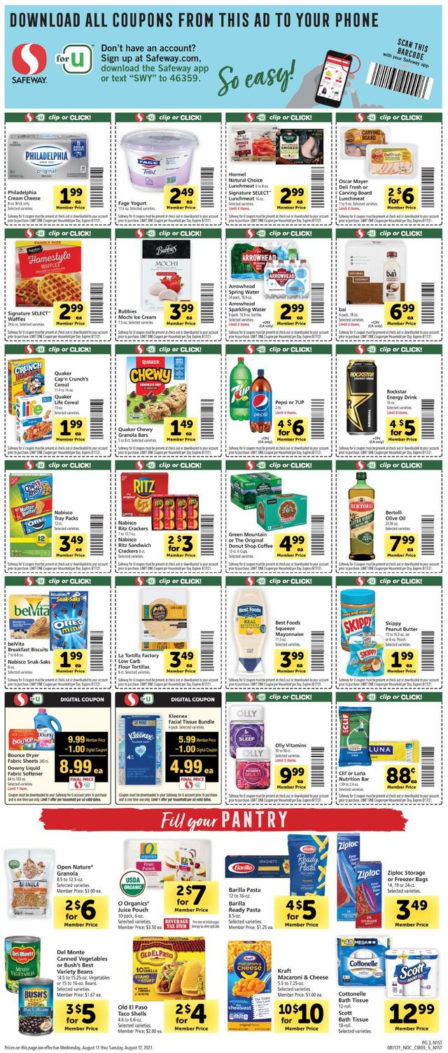 Safeway Ad from 08/11/2021