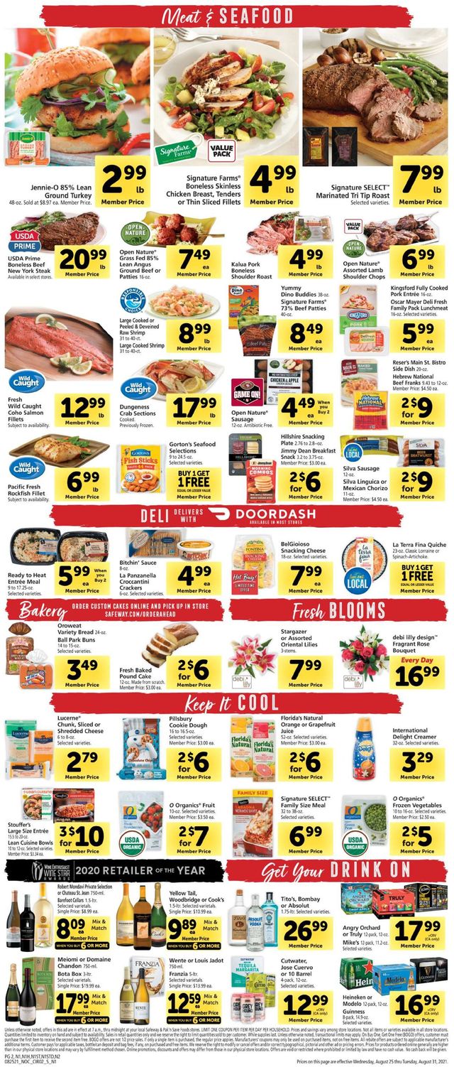 Safeway Ad from 08/25/2021