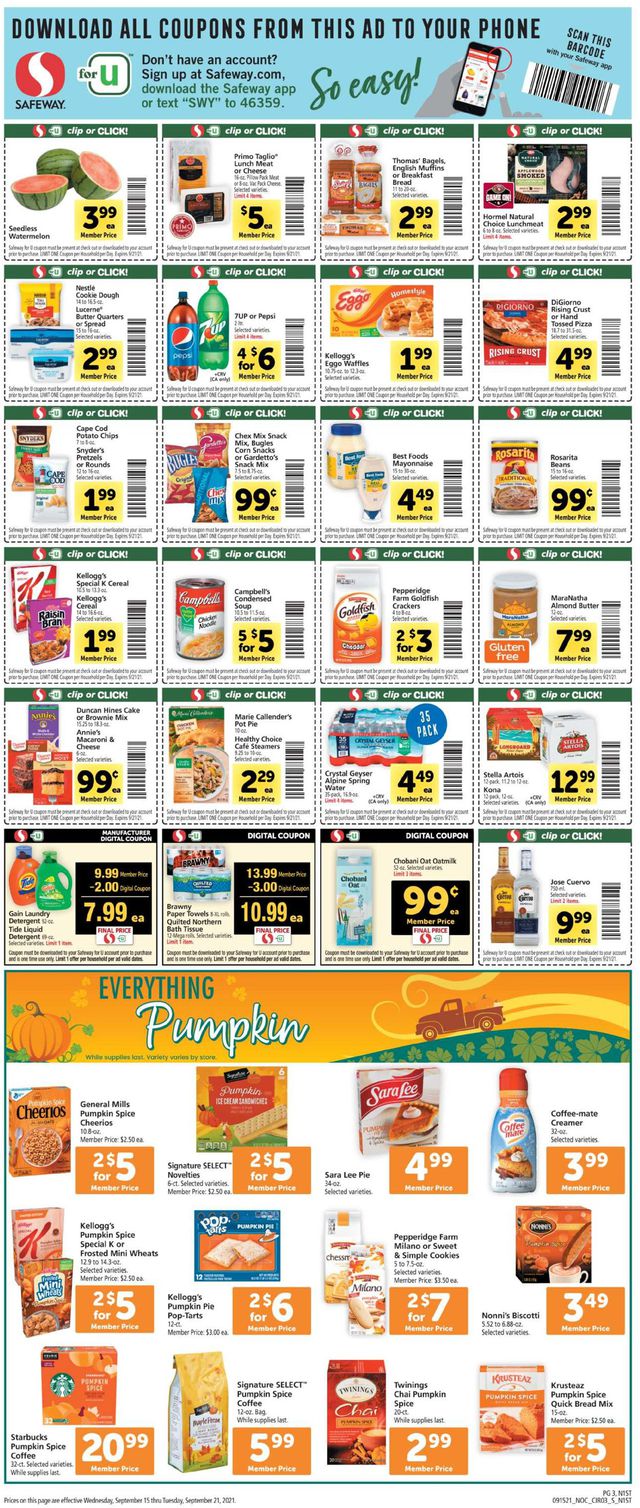 Safeway Ad from 09/15/2021
