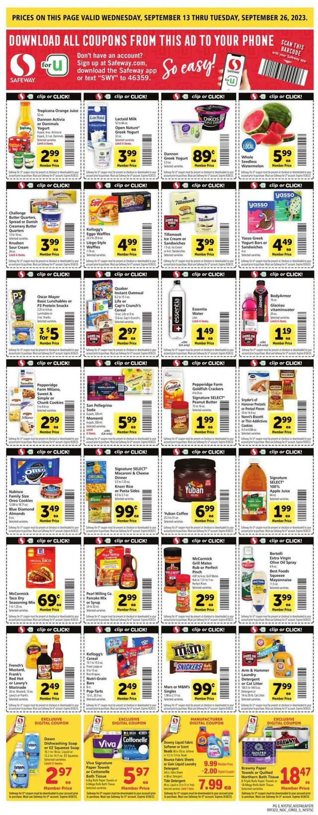 Safeway Ad from 09/13/2023