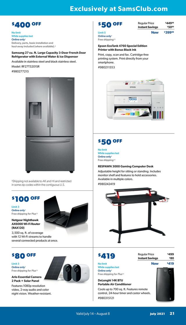 Sam's Club Ad from 07/14/2021