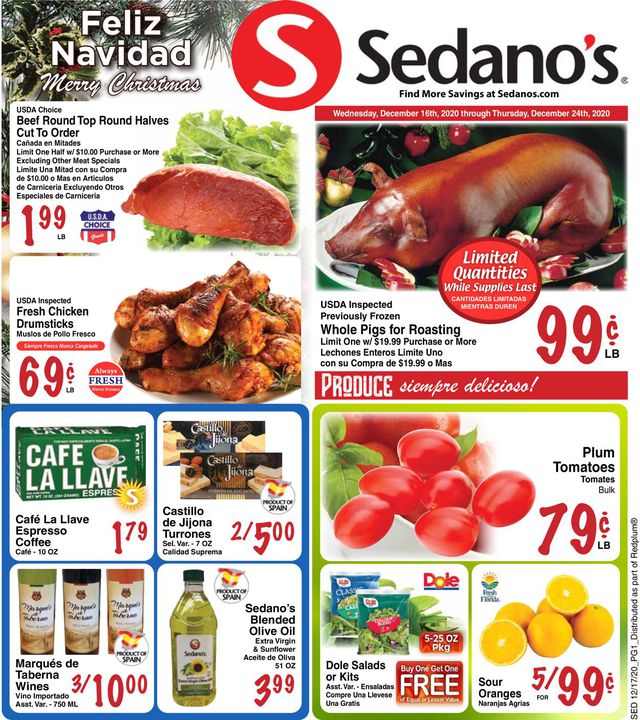 Sedano's Ad from 12/16/2020